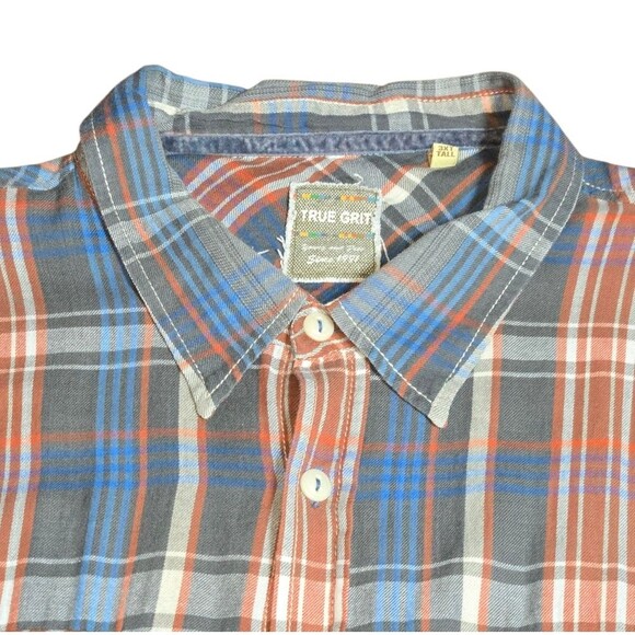 True Grit Multi Plaid 100% Cotton Flannel Long Sleeve Button Up Shirt Size 3XLT - Picture 2 of 10